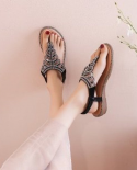 2022 New Fashion Womens Sandals Flat Rhinestones  Outdoor Beach Shoes Summer Ladies Comfortable Casual Sandals Tide