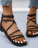 Womens Sandals 2022 Summer New Fashion Sandals Womens Open Toe Cross Strap Back Zipper Ladies Low Heel Ladies Shoes Tr