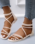 Womens Sandals 2022 Summer New Fashion Sandals Womens Open Toe Cross Strap Back Zipper Ladies Low Heel Ladies Shoes Tr