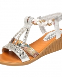 Ladies Sandals 2022 Summer Bohemian Platform Wedge Heel Womens Shoes Crystal Gladiator Roman Ladies Beach Shoes Trend