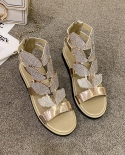 Womens Sandals 2022 New Summer  Flat Open Toe Sandals Fashion Temperament Butterfly Roman Party Sandals Zipper Womens 