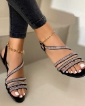 New Comfortable Slip On Ladies Sandals 2022 Rhinestone Shiny Summer Fashion Ladies Flats Outdoor Casual Ladies Sandals