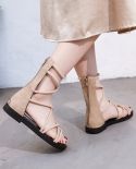 סנדלים לנשים 2022 חדש קיץ שטוח נעלי נשים אופנה סנדלים בסגנון רומאי רוכסן פשוט לנשים טרנד נעלי נשים