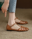 Womens Baotou Sandals 2022 Summer Leather Buckle Womens Fashion Casual Outdoor Shoes Fashion Comfortable Sandals Women