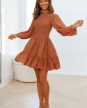 Fashion Womens Clothing Lotus Leaf Lantern Sleeve Trend Dress Autumn Skirt