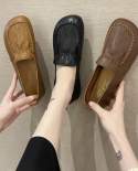  New Large Womens Leather Shoes With Beef Tendon Soft Sole  Spring Autumn Flat Bottom Mother Pregnant Women Nurse Pu Sh