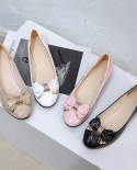 New Flats Women Shoes Woman Patent Leather Low Heels Shallow Slip On Comfortable Bow Knot Casual Shoes Candy Color Women