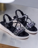 2022 Summer New  Fashion Womens Shining Rhinestone Princess Shoes Trend Soft Sole Women Sandals Open Toe Shoes Bling