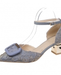 2022 Novos sapatos de salto alto pérola feminino bico pontiagudo fivela no tornozelo vestido de festa bombas femininas zapatos d