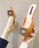 Novos sapatos de noiva laranja bico fino para casamento strass cristal bombas rasas sandálias de salto alto stiletto Zapatos De