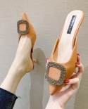 Novos sapatos de noiva laranja bico fino para casamento strass cristal bombas rasas sandálias de salto alto stiletto Zapatos De