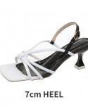 Womens Buckle Strap Sandals 2022 Summer Fashion Square Toe Thin High Heels Gladiator Sandal Narrow Band Party Dress  Sh