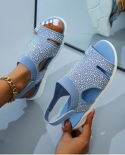 Sandálias femininas de verão sapatos de cristal casual feminino sapatilhas fivela tira moda feminina sapato de praia plus size 3