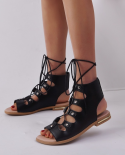 Novas sandálias femininas verão 2022 moda feminina casual sapatilhas sandálias vintage cruzadas com cadarço sandálias femininas 