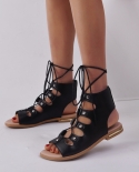 Novas sandálias femininas verão 2022 moda feminina casual sapatilhas sandálias vintage cruzadas com cadarço sandálias femininas 