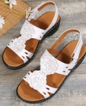 Womens Wedges Sandals 2022 Summer New Fashion Womens Solid Dew Finger Flower Decoration Outdoor Leisure Shoes Plus Siz