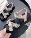 2022 Summer New  Fashion Womens Shining Pearl Princess Shoes Trend Soft Sole Women Sandals Platform Shoes Bling
