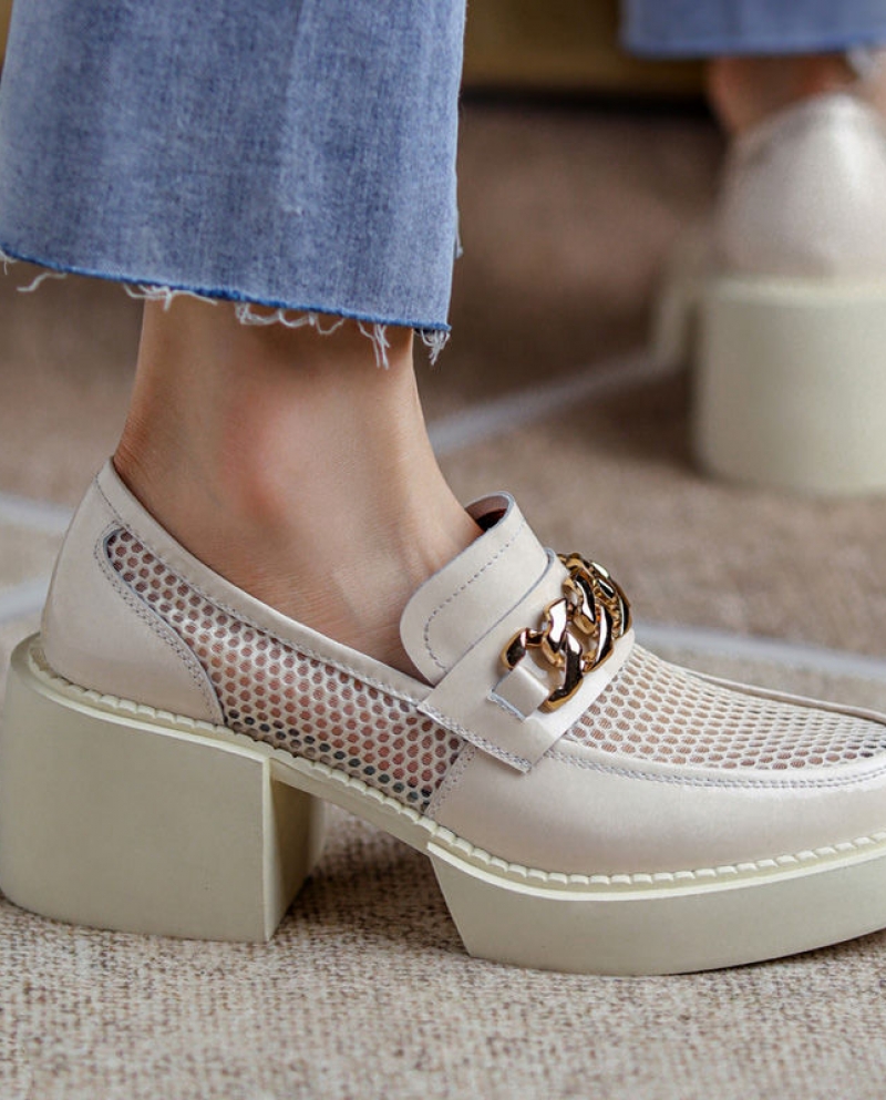 2022 New Thick Bottom Contrast Color Metal Chain Women Sandals Summer Fashion Mesh Breathable Shoes Tide Platform Shoes