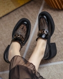 2022 New Thick Bottom Contrast Color Metal Chain Women Sandals Summer Fashion Mesh Breathable Shoes Tide Platform Shoes