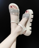2022 Summer New  Fashion Womens Shining Rhinestone Princess Shoes Trend Soft Sole Women Sandals Platform Shoes Bling  Wo