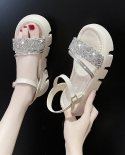 2022 Summer New  Fashion Womens Shining Rhinestone Princess Shoes Trend Soft Sole Women Sandals Platform Shoes Bling  Wo
