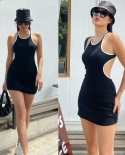 Kayotuas Women Pencil Dress Summer Backless Bodycon Hollow Out Gym Leisure  Ladies Bag Hip Party Casual Streetwear  Dres