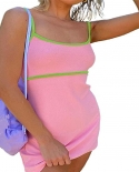 Kayotuas Women Pencil Dress Summer Sleeveless Spaghetti Strap Bodycon Bag Hip Slim Tight Skinny Ladies Casual Streetwear
