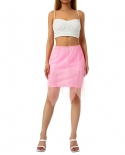 Kayotuas Women Pencil Skirt Summer Sweet Girls Pink Office Ladies Mesh Tight Skinny Slim Bag Hip Bodycon Streetwear