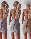 Women Dress Female Sequined Bandage Elegant Ladies Sleeveless Backless Party Cocktail Clubwear Bodycon Backless Clothing