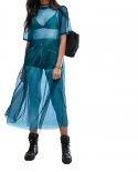 Women Dress Hollow Out Transparent Short Regular Sleeve Round Neck Solid Color High Waist Seethrough Loose Clothing  Dre