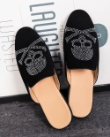 Luxury Slippers Skull Mens Mules Italy Slides Diamond Leather Designer Brand Loafers Slipper Men Half Shoes For Man Indo