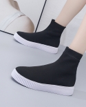 2022 Winter Brand Luxury Socks Breathable High Top Women Flats Fashion Sneakers Stretch Fabric Casual Running Boots Ladi