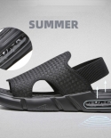 Men Sandals 2022 New Summer Luxury Beach Air Cushioned Pu Leather Sandals Lightweight Outdoor Platform Shoes Roman Male 