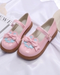 Lolita Flats Shoes 2022 New Lovely Bowtie Cosplay Shoes Women Hook Loop Flat Heels Mary Jane Comfort Soft Sole  Sandals 