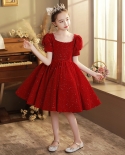 Childrens Princess Dress Fluffy Yarn Flower Girl Birthday Girl Piano Playing Dress Evening Dress