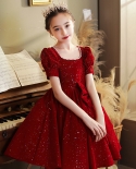 Childrens Princess Dress Fluffy Yarn Flower Girl Birthday Girl Piano Playing Dress Evening Dress