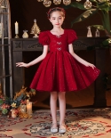 Girls Princess Dress Fluffy Yarn Childrens Catwalk Dress Girl Piano Costume