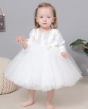 שמלת ילדה בת שנה שמלת נסיכה לתינוק 1-2 שנים חצאית ילדים חצאית קיץ עם שרוולים ארוכים גזה ילדות לידה