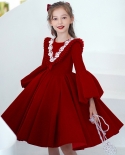 فستان للأطفال لعيد الميلاد تنورة توتو من الساتان الأحمر بأكمام طويلة