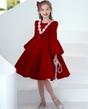 שמלת ילדים יום הולדת לילדים חצאית טוטו אדומה סאטן תחפושות עם שרוולים ארוכים חצאית נסיכה אדומה לשנה החדשה סיטונאי