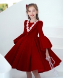 שמלת ילדים יום הולדת לילדים חצאית טוטו אדומה סאטן תחפושות עם שרוולים ארוכים חצאית נסיכה אדומה לשנה החדשה סיטונאי