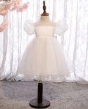 Childrens Dress New Girls Lace Birthday Dress White Princess Dress