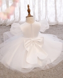 فستان أطفال جديد للفتيات من الدانتيل فستان عيد ميلاد أبيض فستان الأميرة