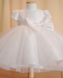 תינוק שמלת בת שנה ילדה יוקרתית פרח קטן ילדת נסיכה שמלת תינוק צמרמורת ילדה בת שנה שמלת שרוולים נפוחים