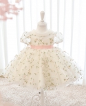 שמלת ילדה בת שנה תינוק עגול צווארון שמלת ילדה שנה תינוק חצאית טוטו בת שנה שמלת נסיכה לילדים שמלת אחת