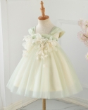 שמלת גיל שנה של תינוק של שמלת שרוולים ארוכים שמלת יום הולדת לילדה וילדה חצאית נסיכה רכה יא