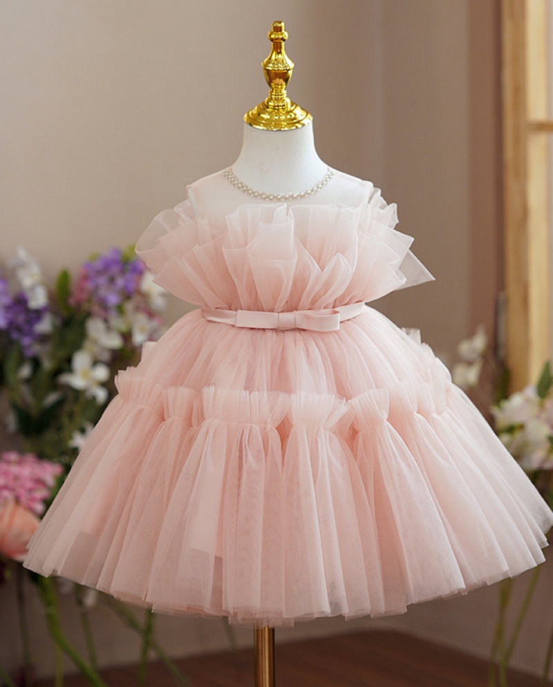 שמלת ילדים שמלת נסיכה פרח ילדה חתונה ילדה קטנה חצאית טוטו ילדה יום הולדת ראשון תחפושת הופעה מארח