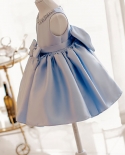 2022 שמלת ילדת פרחים חדשה שמלת נסיכה לילדים ילדה גזה נפוחה חתונה יום הולדת תחפושת פסנתר כחולה נקבה