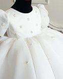 Childrens Dress New Baby Dress White Round Neck Princess Dress