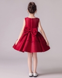 Childrens Dress Summer New Red Tutu Skirt Small Host Piano Performance Dress Girl Princess Dress